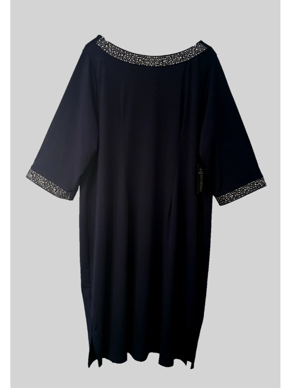 Catherines Women's Plus Shift Dress Stud Accents Boatneck 3/4 Sleeve - 2X New - Picture 3 of 11